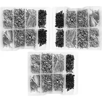 WT&D Set van 3375 kleine spijkers in kunststof assortimentsdoosjes (11-30 mm)