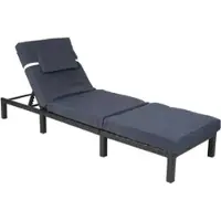 Mendler Poly-Rattan ligbed HWC-A51, relaxstoel, tuinligbed Premium kwaliteit, antracietkleurig, kussen grijs
