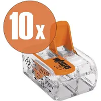 Wago - Lasklem Set 10 Stuks - 2 Polig met Klemmetjes - Oranje