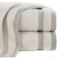 Eurofirany Luxe Beige Badhanddoek 70x140 cm met Gestreept Randje - 100% Katoen