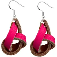 Charme Bijoux Zilveren knoop leren oorbellen Roze -
