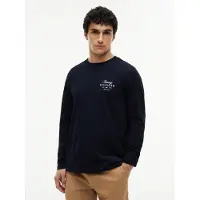 Tommy Hilfiger Shirt 'Logo Long Sleeve' navy / wit
