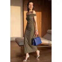 MyFashion Off-shoulder bodycon maxi-jurk met split