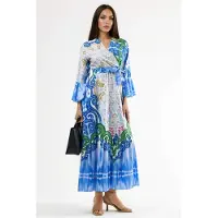 MSN Collection Fleurige Paisley V-hals Maxi Jurk