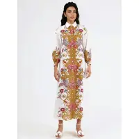 MSN Collection Bloemenriem Midi Jurk