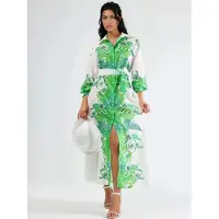 MSN Collection Bloemenriem Midi Jurk