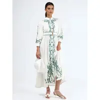 MSN Collection Bloemige Midi Hemdress met Ceintuur