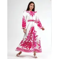 MSN Collection Paisley Print Maxi Jurk met Strikdetails