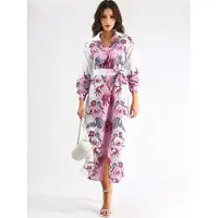 MSN Collection Bloemenriem Midi Jurk