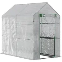 MODFU - Kweekkas - Begaanbaar Met 4 Schappen - Voor Tuin - Kunststof En Staal - Wit - 120 X 186 X 190 Cm