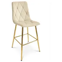 Hobby Hall Barkruk LIBRA - Lichtbeige fluweel - Gouden metalen poten - Modern design