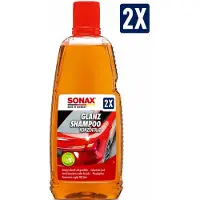 Sonax Glanz-Shampoo Concentraat 1 Liter pH-Neutraal voor Autowas - Set van 2 Flessen (2 L Totaal) - Voordeelverpakking Auto Schoonmaakmiddel