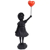 Tlily Klein Meisje met Ballonbeeldje Standbeeld Sculptuur Woonkamer Studeerkamer Slaapkamer Decor Thuis Tafeldecoratie Zwart