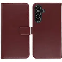 Selencia Echt Leren Bookcase voor de Samsung Galaxy S25 FE - Burgundy