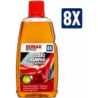 Sonax Glanz-Shampoo Concentraat 1 Liter pH-Neutraal voor Autowas - Set van 6 Flessen (6 L Totaal) - Voordeelverpakking Auto Schoonmaakmiddel