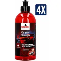 Nigrin Performance Ceramic Shampoo voor Autowassen 500 ml met Pareleffect - Set van 4 Flessen (2 L Totaal) - Voordeelverpakking Auto Schoonmaakmiddel