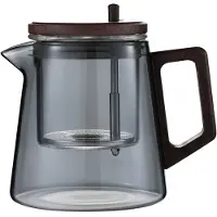 Tlily Elegante Chinese Theeset - Transparante Theepot met Walnotenhouten Voet, Waterafscheidingsfunctie voor Huishoudelijk Gebruik