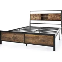 OKWISH Metalen Twijfelaarbedden 140x200 cm - Kinderbed Met Metalen Lattenbodem En Opbergruimte - Natuurlijk Metaal (Geen Matras)