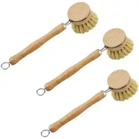 Typecat Sisal Potborstel Lange Steel Borstel Afwassen en Potten Wassen Bamboe Handvat Borstel Keuken Reinigen Ontkalken