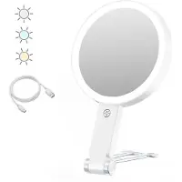 INF LED Make-upspiegel met Berenstandaard - 30x Vergroting, Draagbaar & Oplaadbaar White