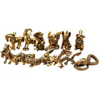 Tlily Chinese Dierenriem Draak Standbeeld Bronzen Beeldje Ornamenten Antiek Koper Dier Miniatuur Collectie Home Decor Ambachten