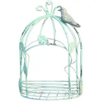 Melitt Vintage Landmuur Hangend Draadijzer Halve Vogelkooi Bloempot Tuindecoratie Retro Vogelkooi Opbergrek Pot C