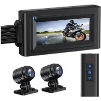 Tlily Motorfiets 3,16 Inch Rijrecorder Touchscreen voor- en Achtercamera Recorder met Geheugenkaart Dubbele Opname + WIFI + GPS + 64G