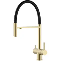 Pure.Sink Elite Steel Flex 3-weg PVD geborsteld goud keukenkraan met flexibele uitloop en Gefilterd Water PS8110-60
