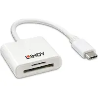Lindy - Kartenleser (MMC, SD, RS-MMC, MMCmobile, microSD, MMCmicro, SDHC, SDXC) Externe geheugenkaartlezer Micro-SD, SD, USB-A 3.2 Gen 1 Wit