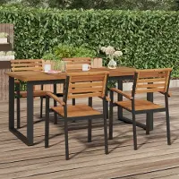 The Living Store De Living Store tuintafel met U-vormig onderstel, 180x90x75 cm, gemaakt van massief acaciahout