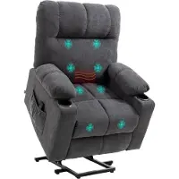 HOMCOM - Fauteuil - Sta-op-functie - Warmte- en Massagefunctie - Donkergrijs