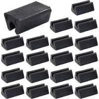 OEM Set van 20 U-vormige stoelpoten, 10 mm, van kunststof, rechthoekig, met antislipvoeten, stille voetsteunen voor metalen stoelen, geschikt voor terras (zwart)