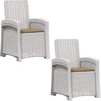 vidaXL Ligstoel Rieten Look 2 st Wit en Taupe PP