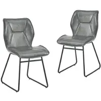 MODFU Eetkamerstoelen Set Van 2 - Gestoffeerd En Ergonomisch - Industrieel - Voor Eetkamer Of Kantoor - Kunstleer En Metaal - Grijs