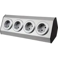 McPower Hoekstekkerdoos - 4 stopcontacten - Stekkerblok met 15 cm snoer - RVS