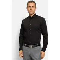 Olymp No. Six Super Slim Overhemd zwart, Effen