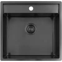 Pure.Sink Luxion Gun metal spoelbak 51x50 cm Tapwing met kraangatbank PLX5150T-61