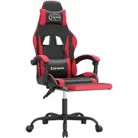 vidaXL Gamestoel draaibaar met voetensteun kunstleer zwart en rood