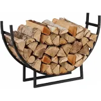 Relaxdays brandhoutrek halfrond - binnen - - 55 x 92 x 21 cm - gepoedercoat staal - zwart