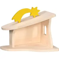 Holztiger Houten Speelgoed - Boerderij - Kerststal - 40X25X27,8Cm - Met Kerstster - Handgemaakt