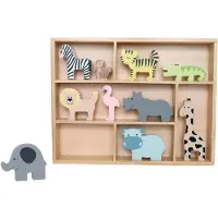 Jabadabado Shelfs with safari animals - Houten speelgoed - Cadeau speelgoed