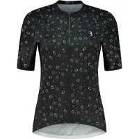 Bbb Cycling DonnaFit R - Duurzaam Fietsshirt Dames Korte Mouw - 15-25 °C - Ademend MTB en Wielrenshirt - 3 Achterzakken - Black Floral