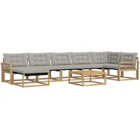 vidaXL Buiten bank set 8 st Wit en Lichtgrijs Massief Acacia Hout