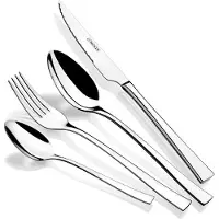 PADU Módena | 24-delige bestekset met steakmes, 18/10 roestvrij staal, eigentijds design, glanzend gepolijste afwerking, dikte 2,5 mm (6 personen)