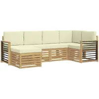 Syfax Buiten bankenset 6 pcs Wit en crèmekleurig Polyester
