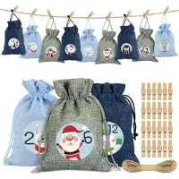 Sonstiges Adventskalender om zelf te vullen, met 24 stoffen zakjes. Kerstkalender set, blauw