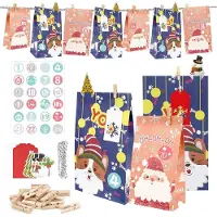 Sonstiges Adventskalender voor kinderen, zelf te maken, groot formaat, cadeautasjes, kerstadventskalender met 24 motieven