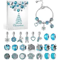 Sonstiges MJARTORIA Adventskalender met sieraden voor meisjes, 2024, voor tieners, 24 verrassingen, lichtblauw