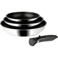 Sitram Een set van 4 roestvrijstalen pannen van , met diameters van 20, 24 en 28 cm, en hoogtes van 4,5, 4,5 en 5 cm. Geschikt voor alle soorten fornuizen, inclusief inductie