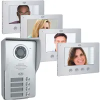 Elro DV477W4 Video Deur Intercom - 4 Appartementen - Met 4x 7 inch kleurenscherm - Verstelbare camera met nachtzicht - Color Night Vision - 16 Beltonen